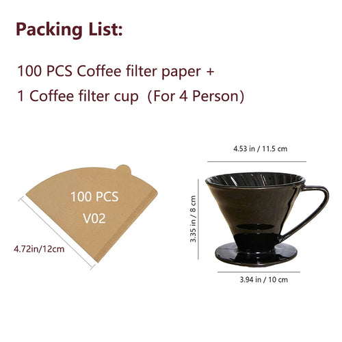 Cone Coffee Filters, 100 Count 1-4 Cups Unbleached Natural Brown V02