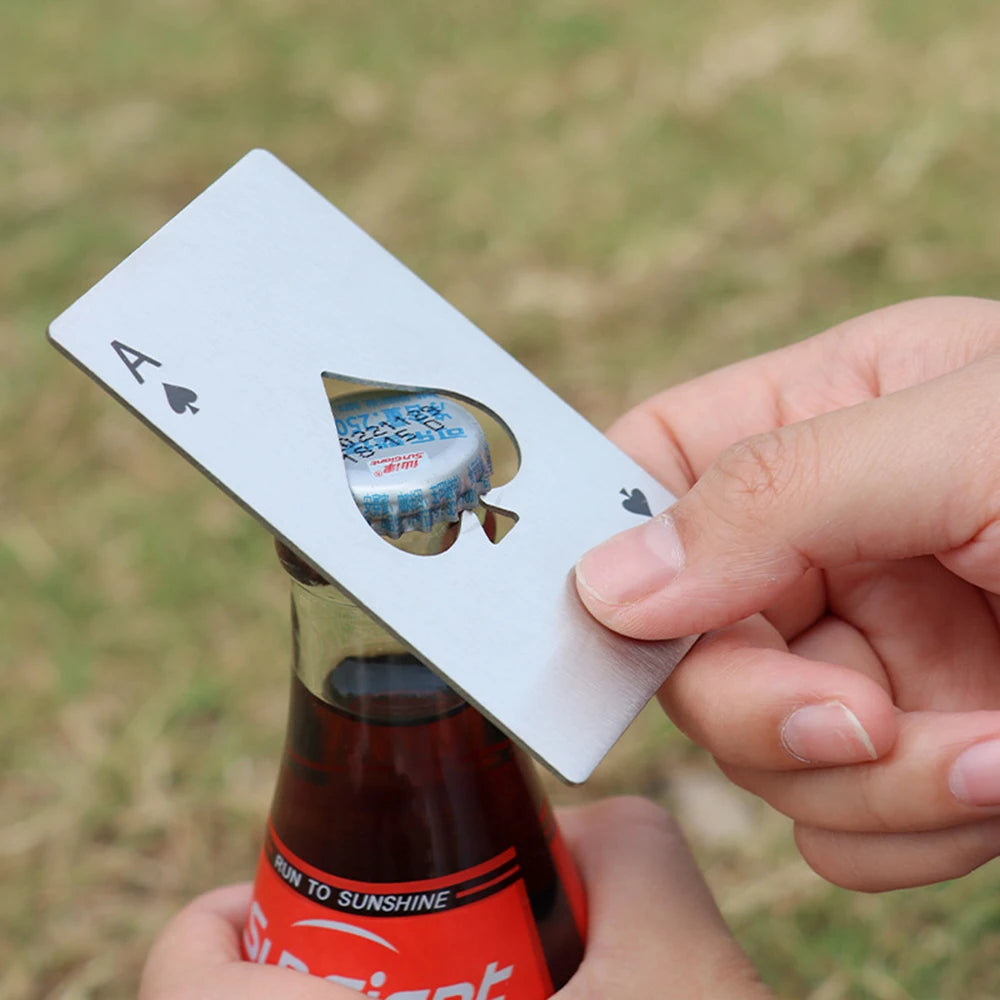 Stainless Steel  Spades A Winemaker Bottle Opener Playing Cards Bottle