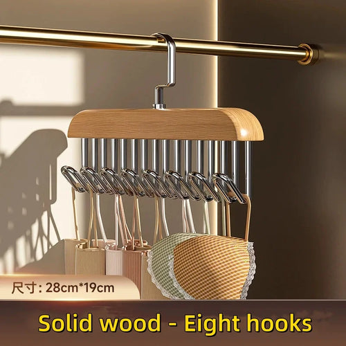 Wooden Sling Hanger Organizer with Multiple Hooks for Underwear Bras