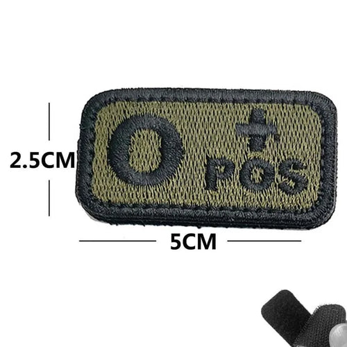 5*2.5CM Small Patch with Hook and Loop Blood Type A B AB O POS NEG
