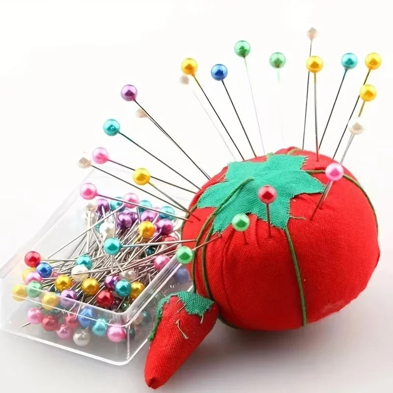 100Pcs Fashion Sewing Needles Colored Glass/Ceramics Head Bead Pin