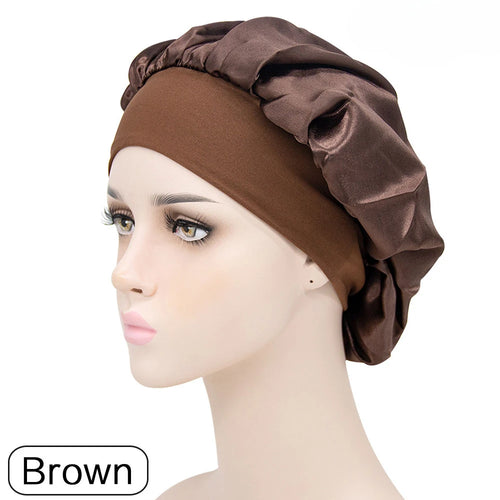 Adjust Solid Satin Bonnet Hair Styling Cap Long Hair Care Women Night