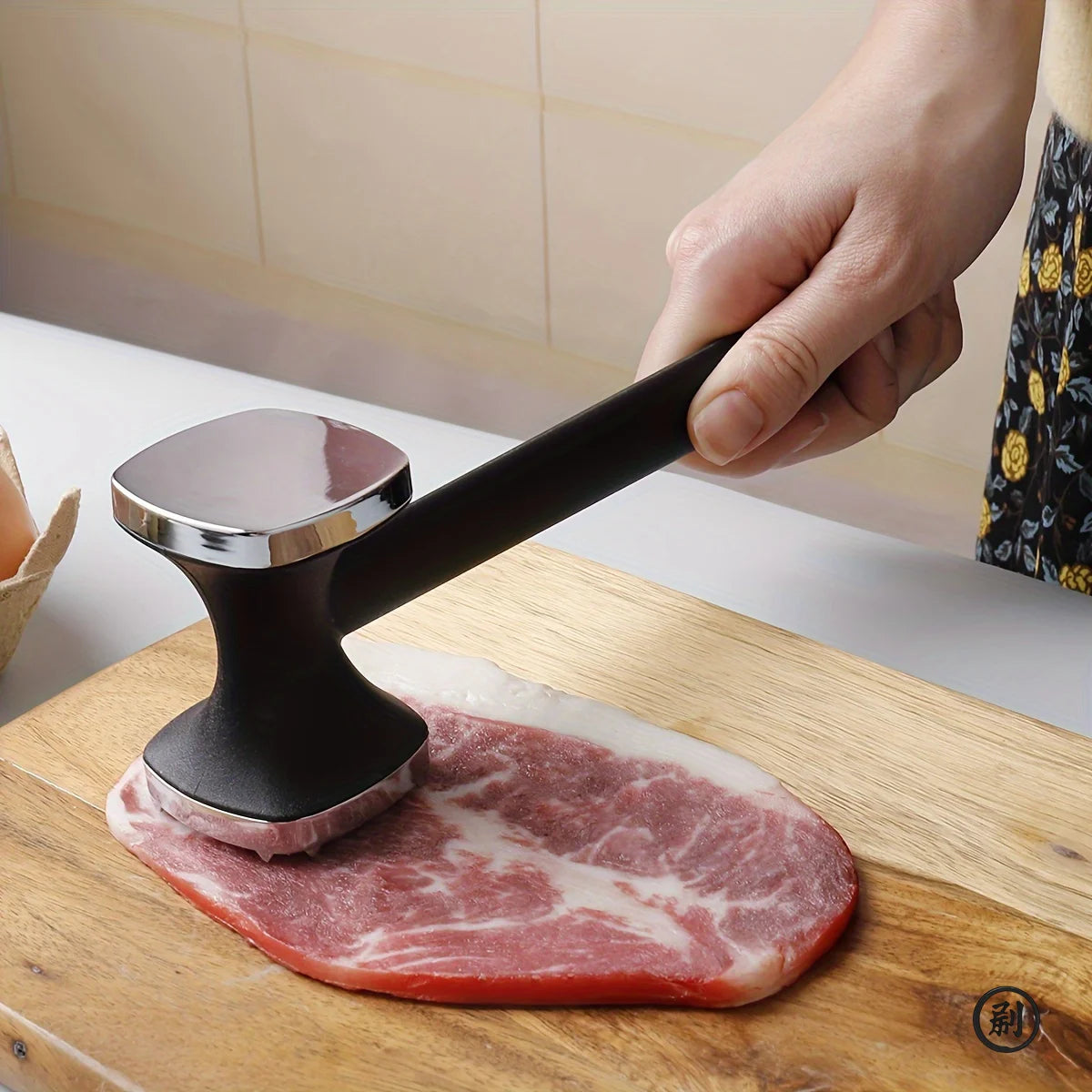 Heavy Duty Kitchen Meat Tenderizer Hammer with Rubber Grip, Stainless