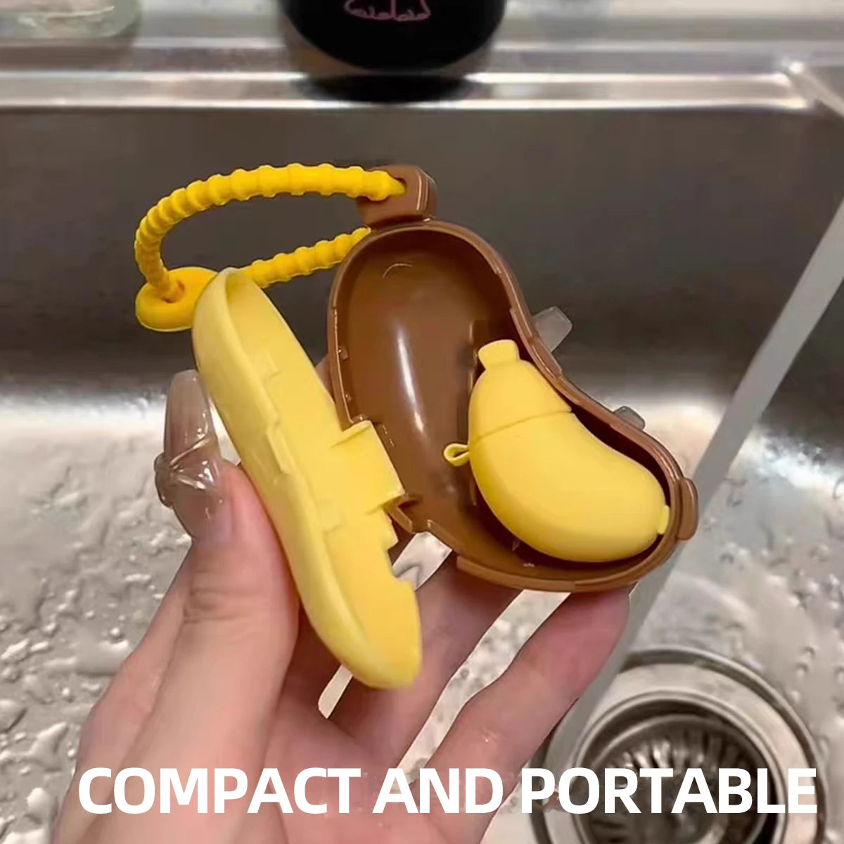 Banana toothbrush protective cap with toothpaste storage box - compact