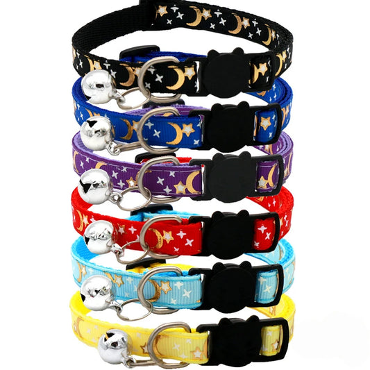 Cat Collar With Bell Cartoon Star Moon Dog Puppy Cat Kitten Collar
