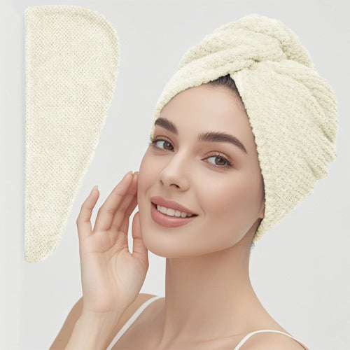 Solid color hair towel Textured dry hair cap 9.8 "X 25.5" absorbent