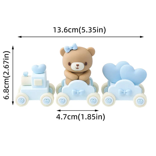 New 3D Bear Cake Topper Baby Shower Bear Decoration Boy Girl Happy 1st