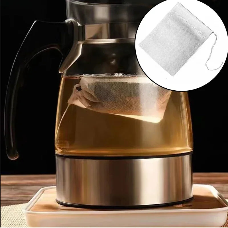 100 Pcs Disposable Tea Bags Filter Bags for Tea Infuser with String