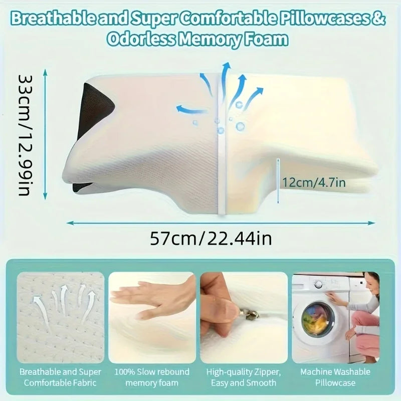 Ergonomic Neck Horn Pillow for Side, Back and Stomach Sleepers -