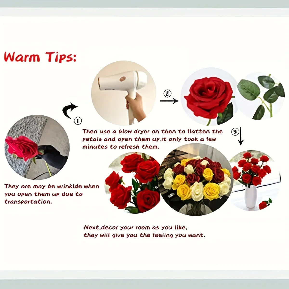 12pcs Realistic Artificial Rose Bouquet for Weddings, Birthdays, and