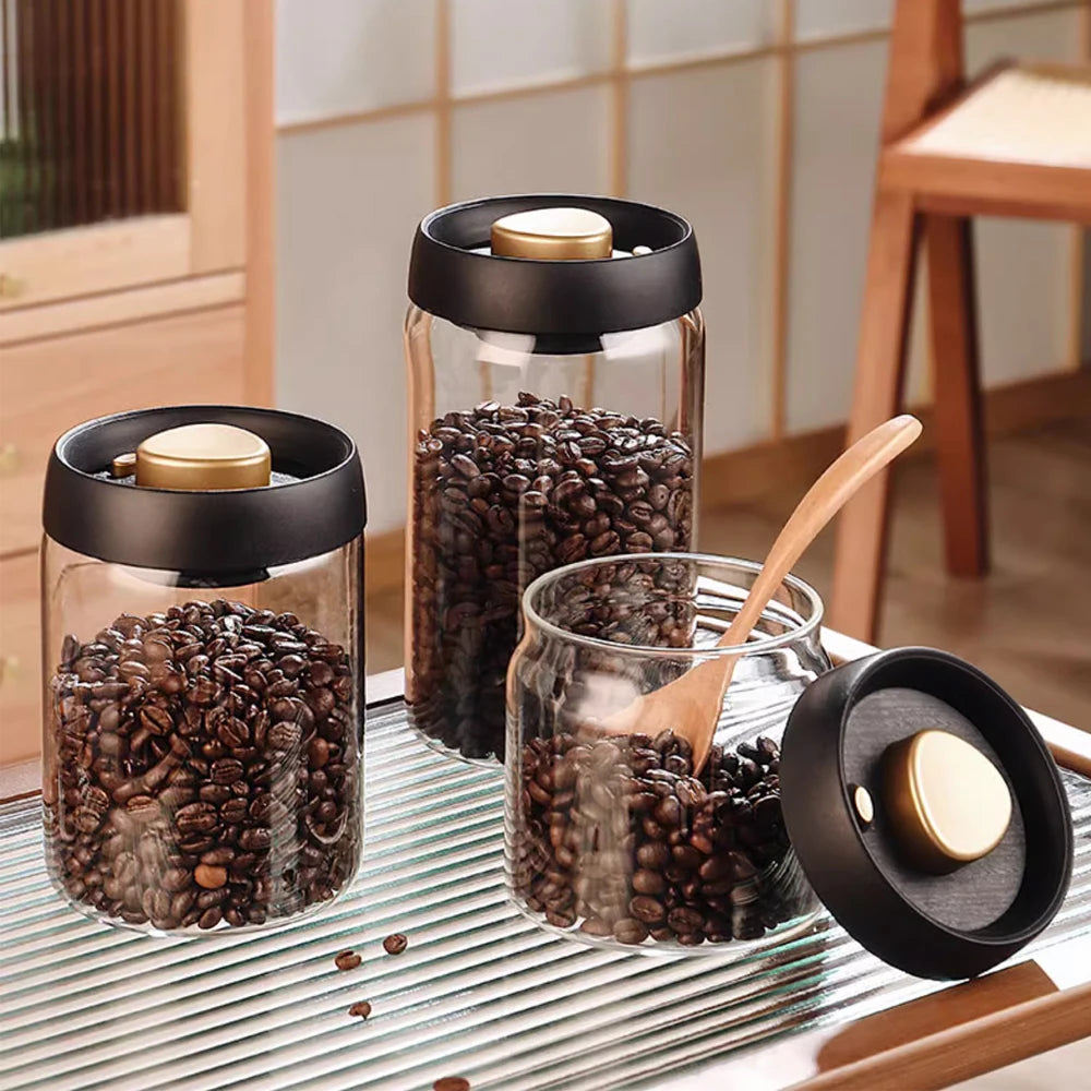 Vacuum Sealed Jar Coffee Bean Storage Bottle Kitchen Food Grain Tea
