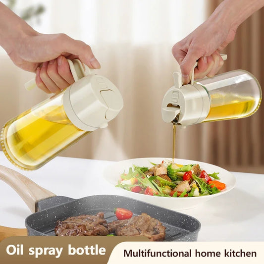 New 470ml Oil Spray Pot 2-in-1 Plastic Household Kitchen Oil Bottle