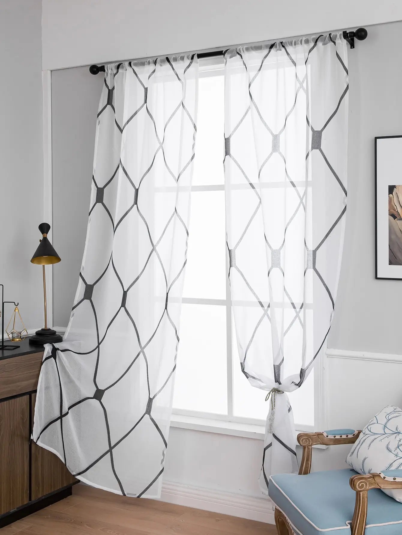 Clearance_Sheer Curtains White Korean Simple Mesh Veil for Living