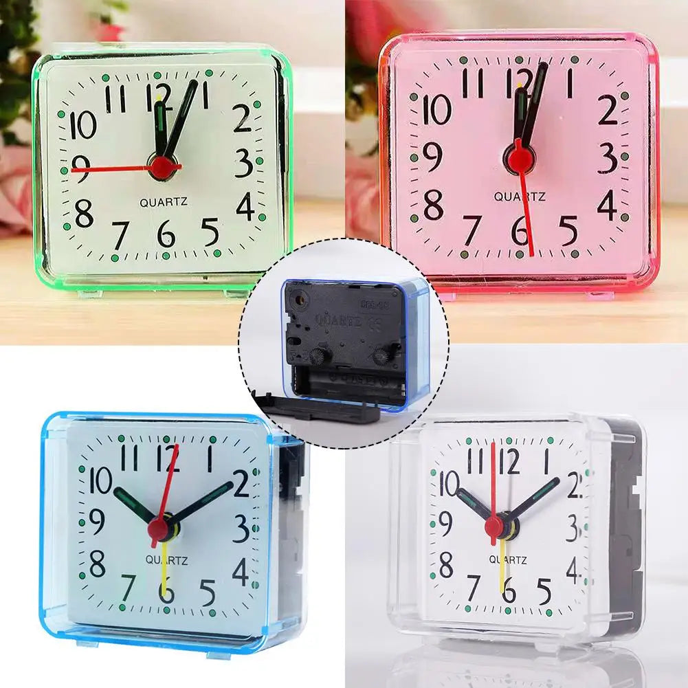 Bedside Small Alarm Clock Quartz Battery Square Candy Color Student