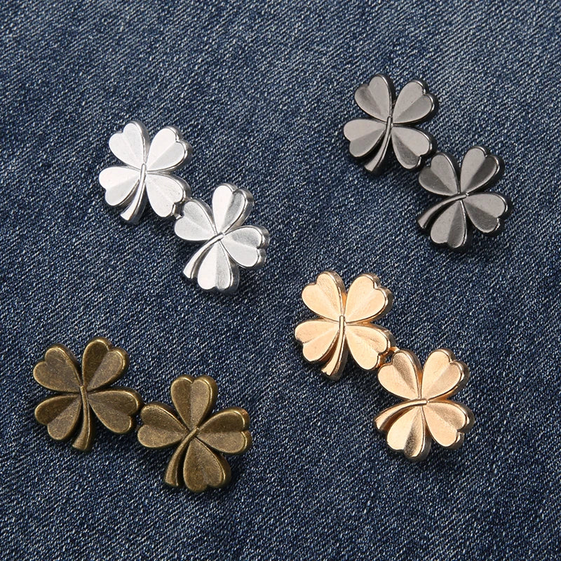 1/2 Pair Jeans Button Adjustable Clips for Pant Skirts Waist Tightener