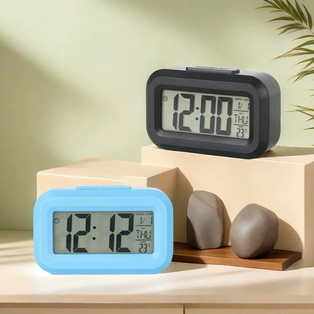 12/24h Led Digital Display Alarm Clock Home Bedside Battery Power