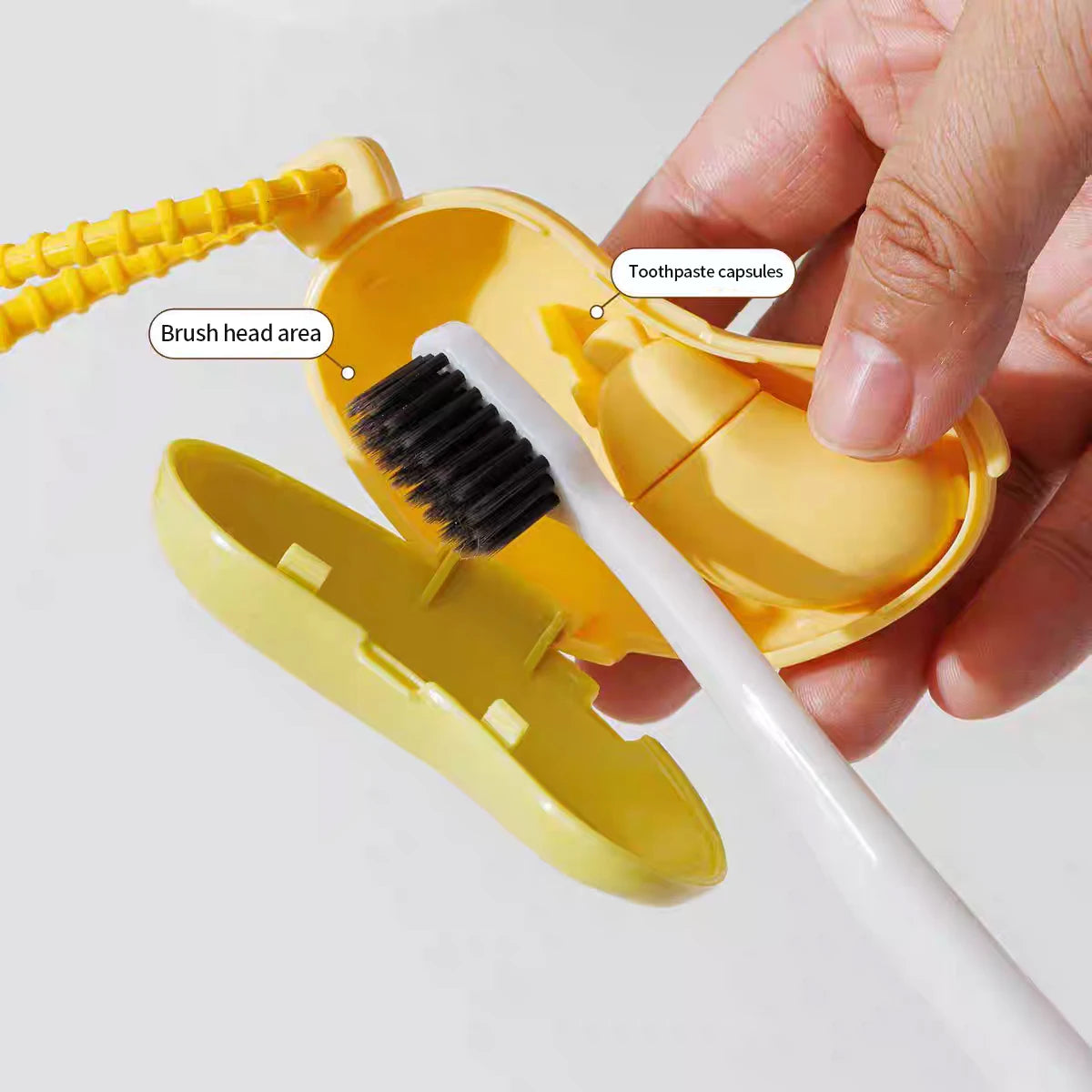 Banana toothbrush protective cap with toothpaste storage box - compact
