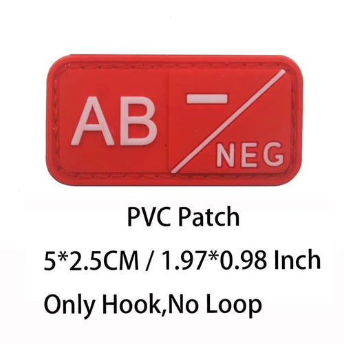 Small Patch with Hook,PVC Blood Type A B AB O POS NEG Emblemen,Patches