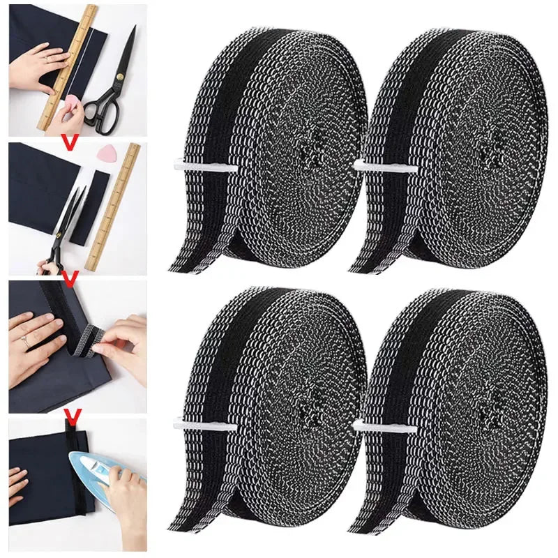 DIY Sewing Fabric Self-Adhesive Pants Paste Iron on Pants Edge Shorten