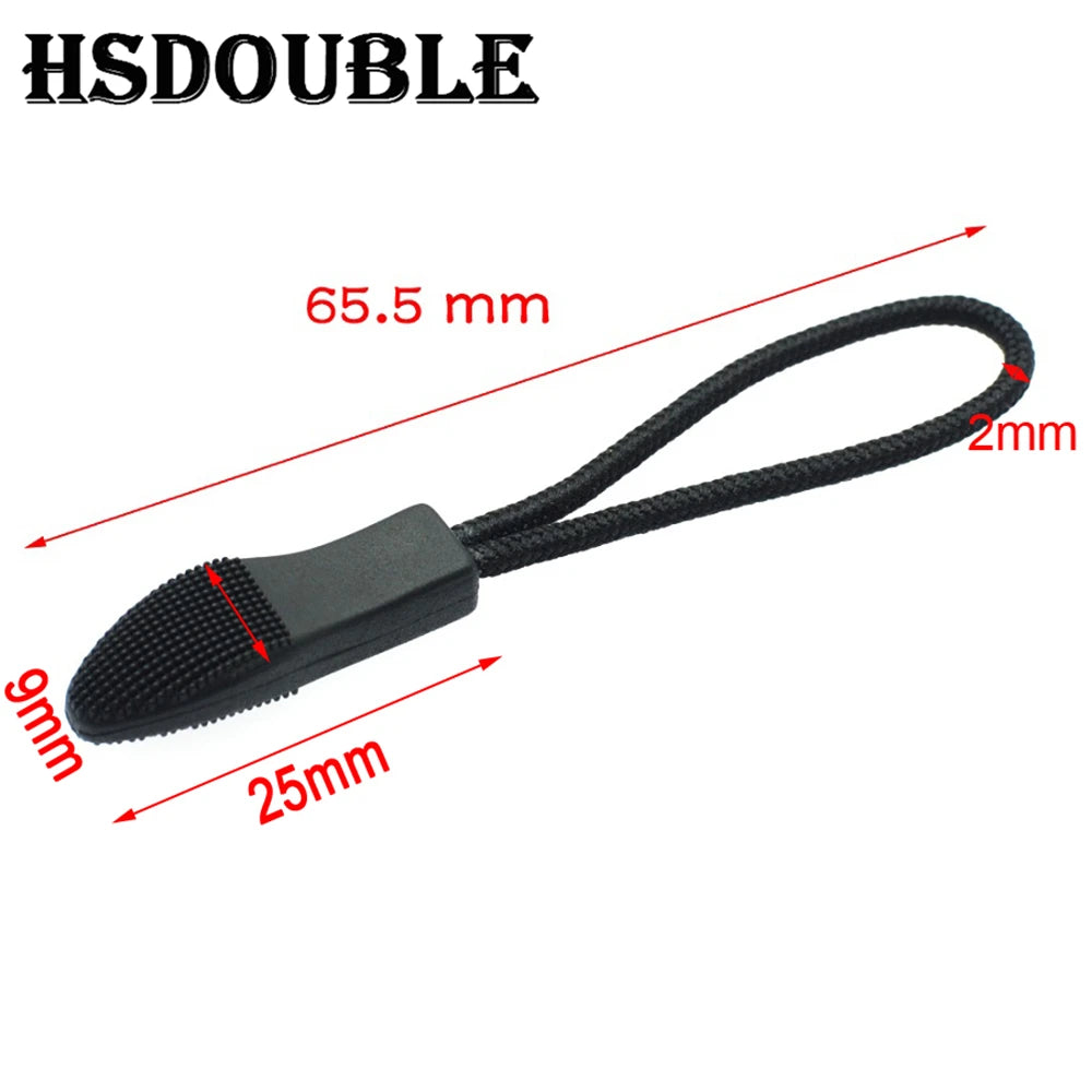 10 Pcs/Pack Zipper Pulls Cord Ends Strap Lariat Black For Apparel