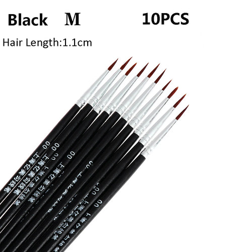 10pcs 0.7/1.1/1.5cm Fine Hand Painted Thin Hook Line Pen Art Supplies