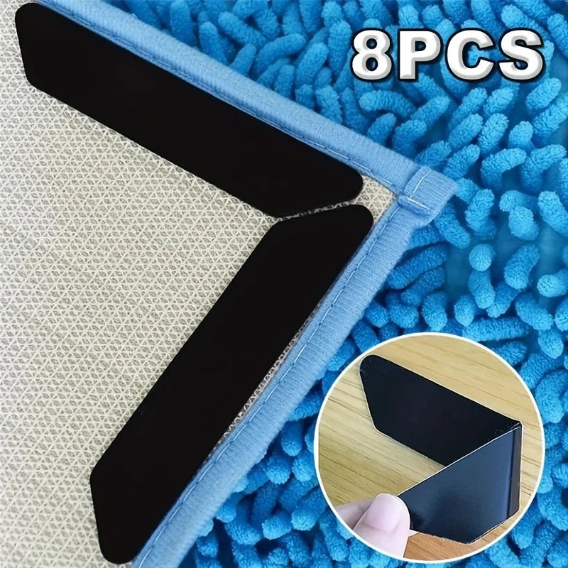 16/8pcs Carpet Non-slip Sticker Reusable Washable Anti Curling Carpet
