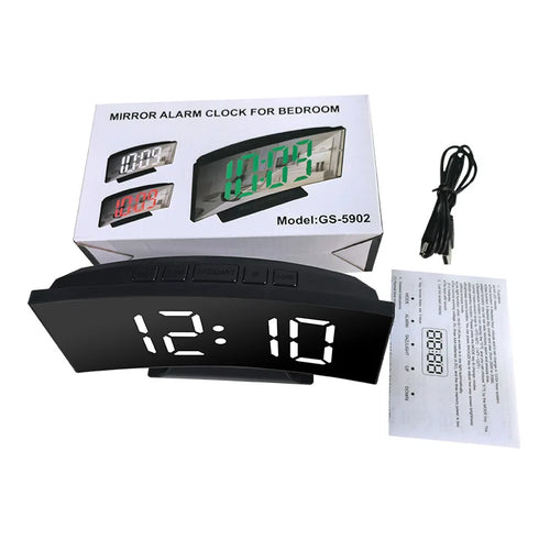 Curved Screen Clock Digital Led Alarm Clock with Temperature Display