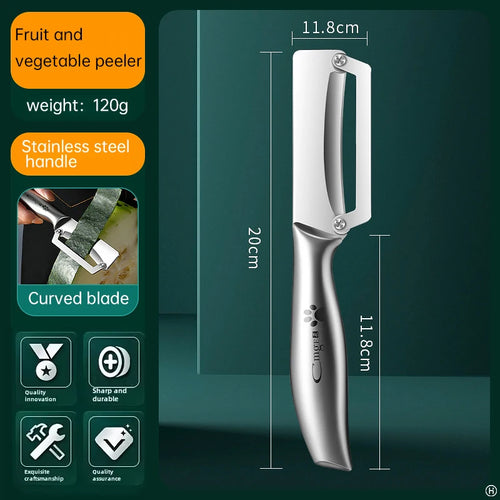 Stainless steel peeler with wooden handle for peeling and slicing