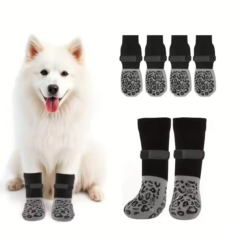 4pcs Dog Paw Protectors Anti-Slip Boots with Traction Control