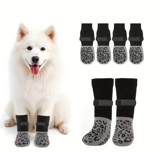 4pcs Dog Paw Protectors Anti-Slip Boots with Traction Control