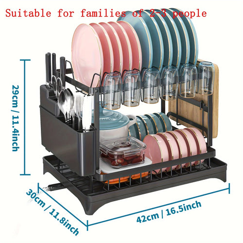 Dish Drying Rack, 2 Tier Large Dish Drying Rack for Kitchen Counter
