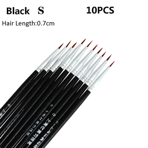 10pcs 0.7/1.1/1.5cm Fine Hand Painted Thin Hook Line Pen Art Supplies
