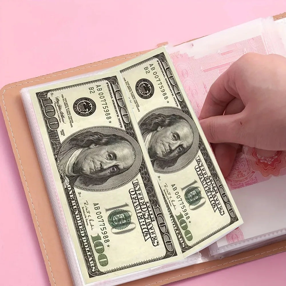 Banknote Storage Book Made of PU Material, Can Hold 100 Banknotes,