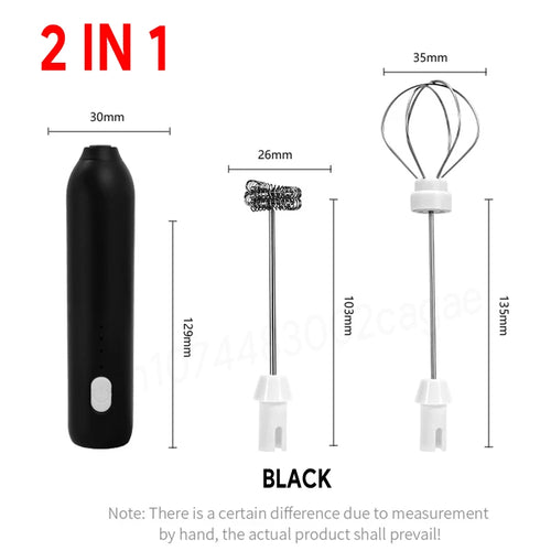 Electric Milk Frother 2 In 1 Rechargeable  Blender Stainless Steel 3