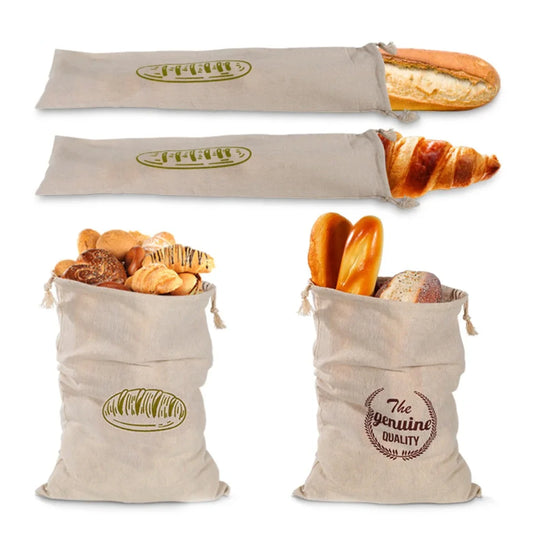 3 style Linen Bread Bags Reusable Drawstring Bag For Loaf Homemade