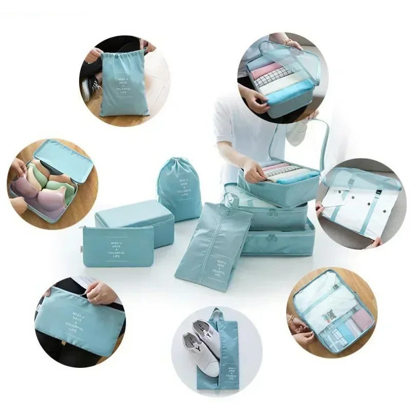 7PCS Set Travel Bag Shoes Clothes Storage Bags Luggage Organizer