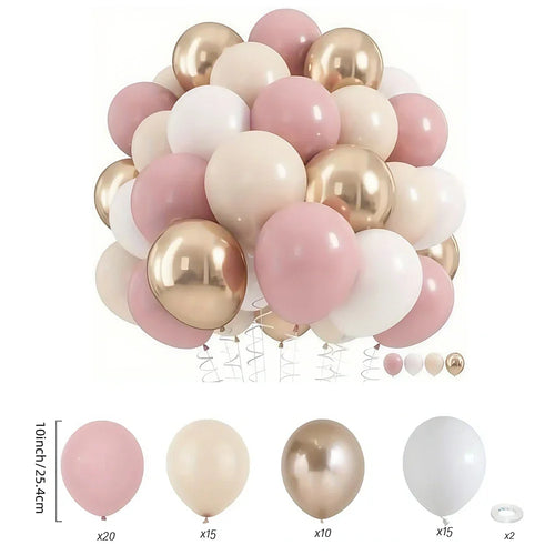 32/52/62pcs Macaron Pink Retro Sand White Champagne Golden Balloons