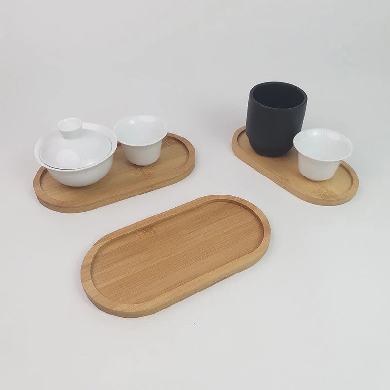 Tableware Solid Wood Food Tray Round Rectangle Dessert Plate