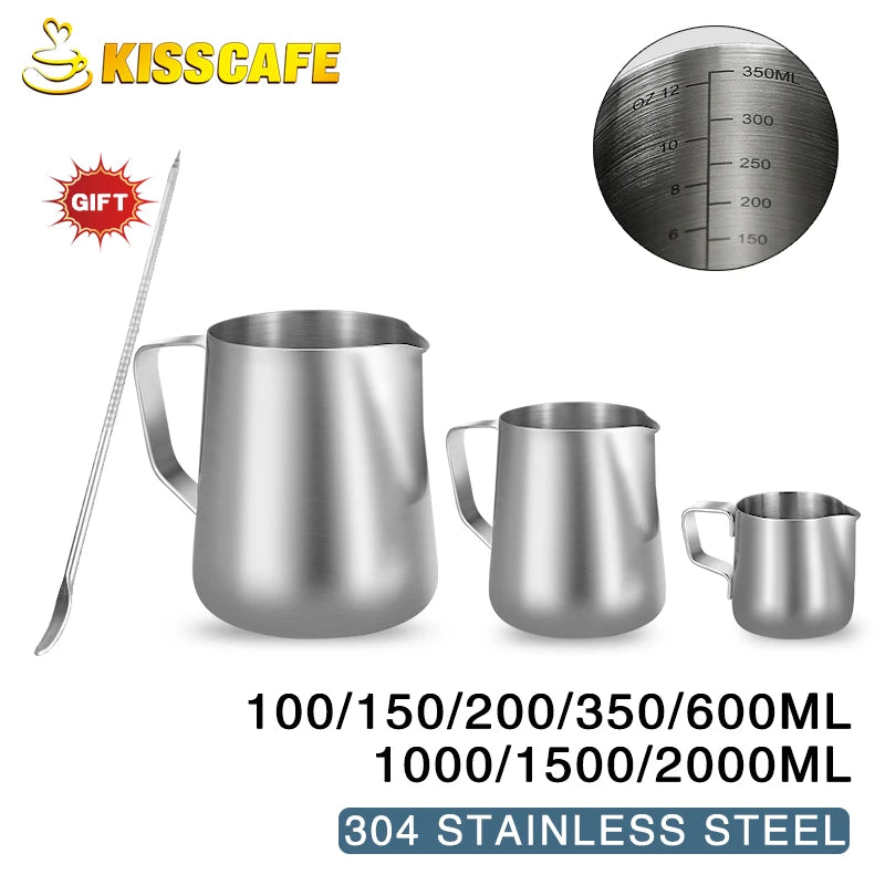 Milk Frother Jug Stainless Steel Container 100ML 350ML 600ML Frothing