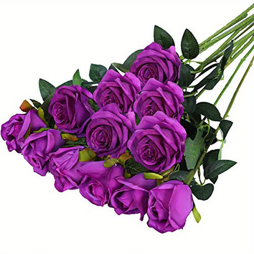 12pcs Realistic Artificial Rose Bouquet for Weddings, Birthdays, and