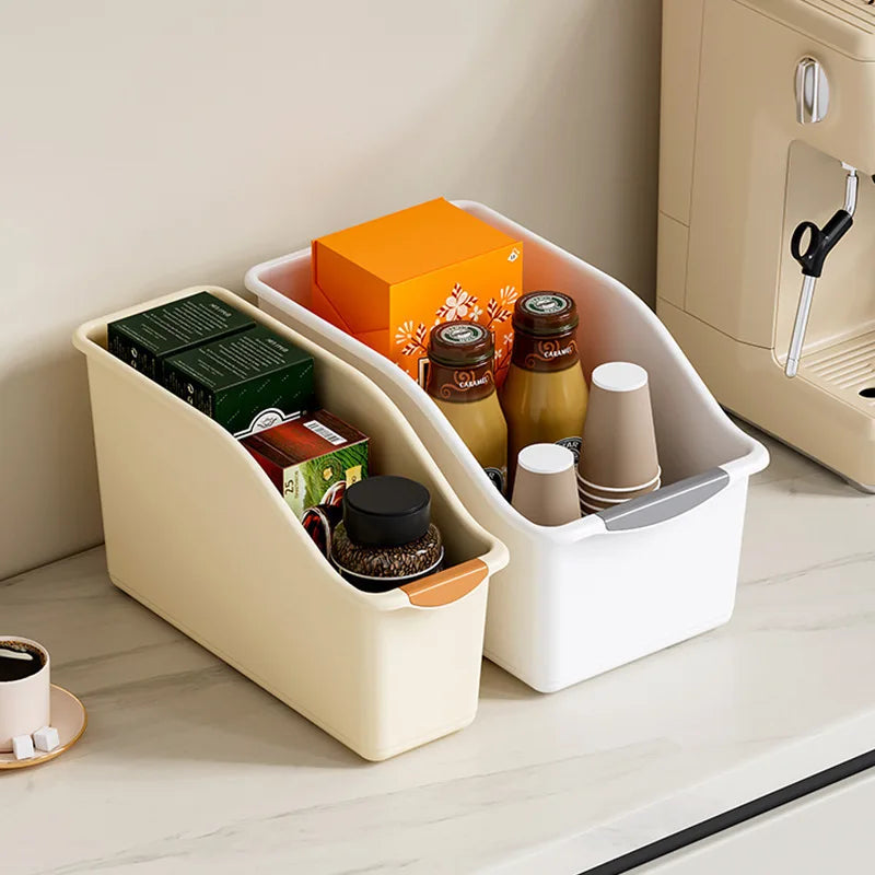 Curved Plastic Storage Bins Set - Multipurpose Home Organization Boxes