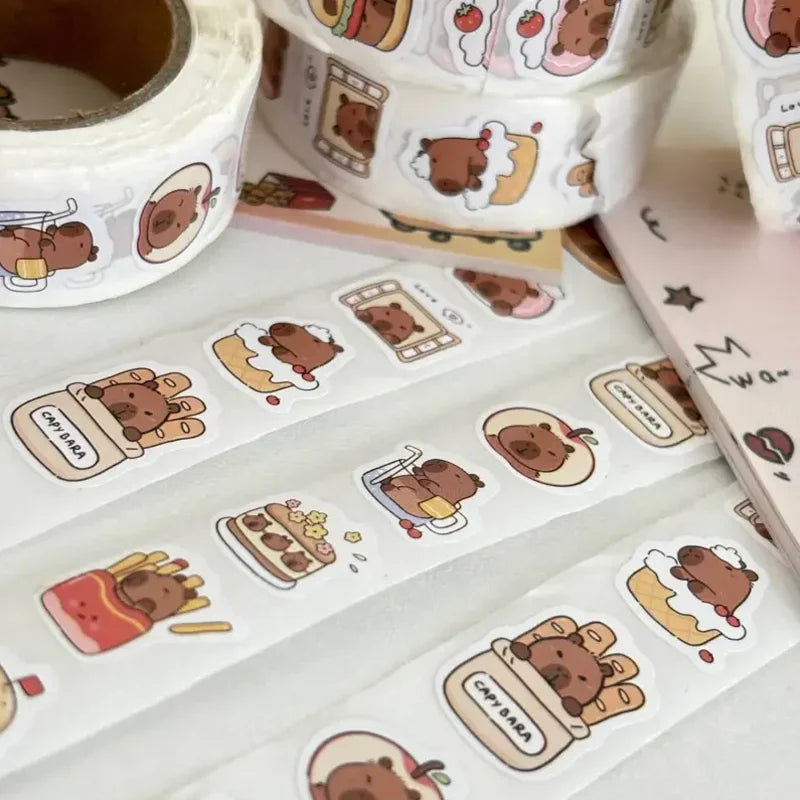 500 stickers capybara roll stickers high value cute cartoon decorative