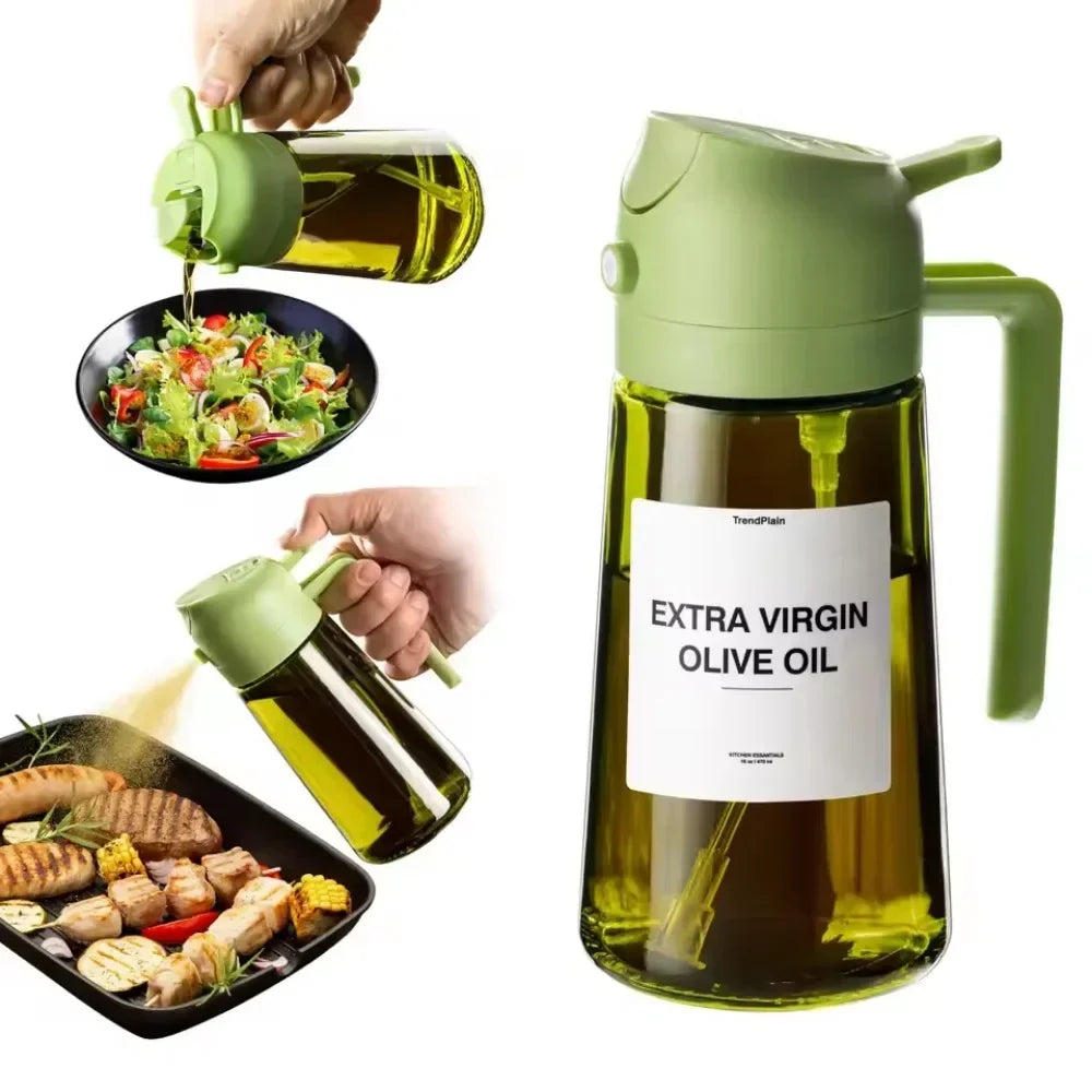 2 in 1 Olive Oil Dispenser Bottle 470ml Light-Blocking Dark Oil