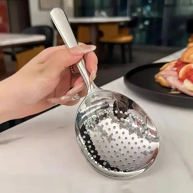 1Pc Stainless Steel Ladles For Serving Soup Rice Serving Spoon Drain