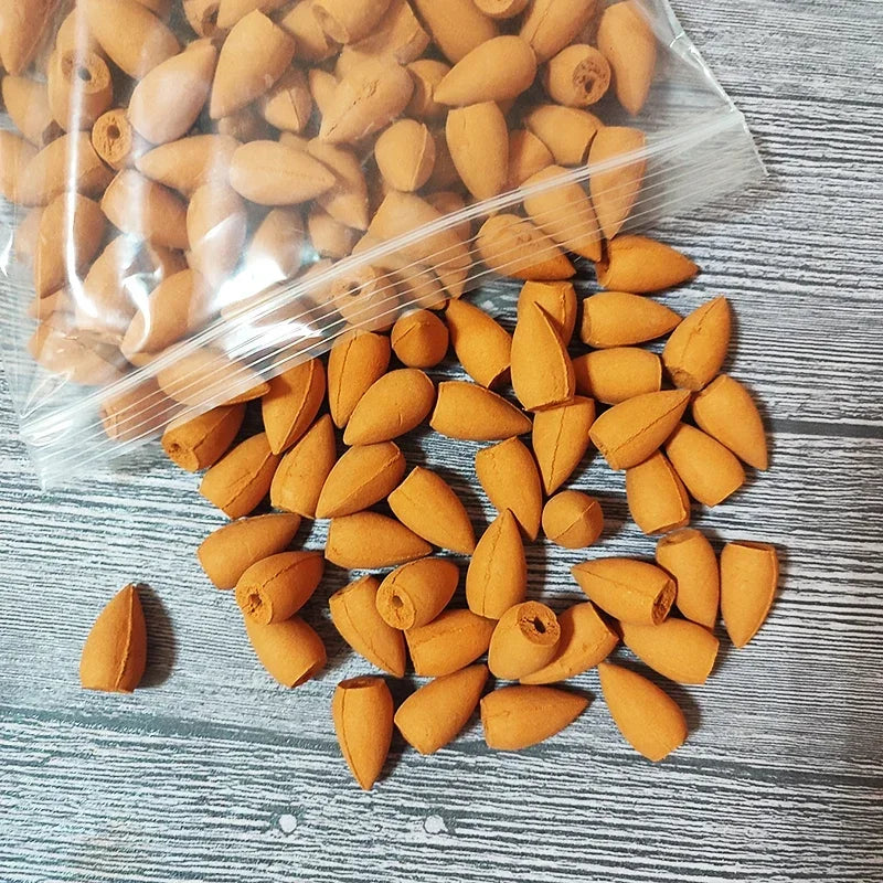 100g about 60pcs Natural Smoke Backflow Incense Cones Sandalwood
