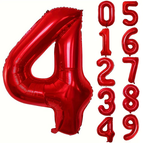 32INCH Red Number Foil Balloons for Birthday Anniversary Party Decor,