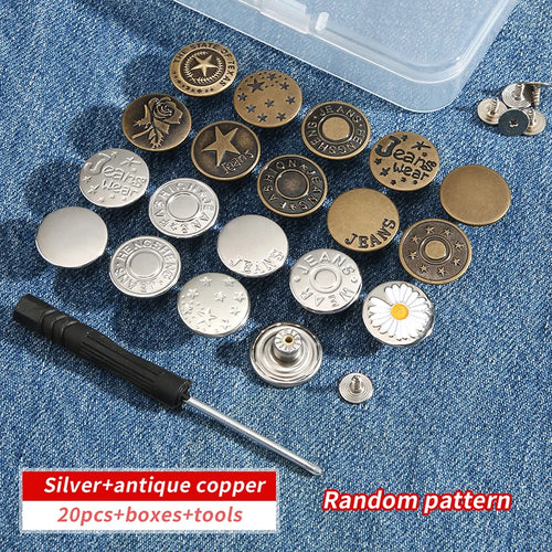 5/10/20pcs jeans button adjustable waist shrinker Nail free metal