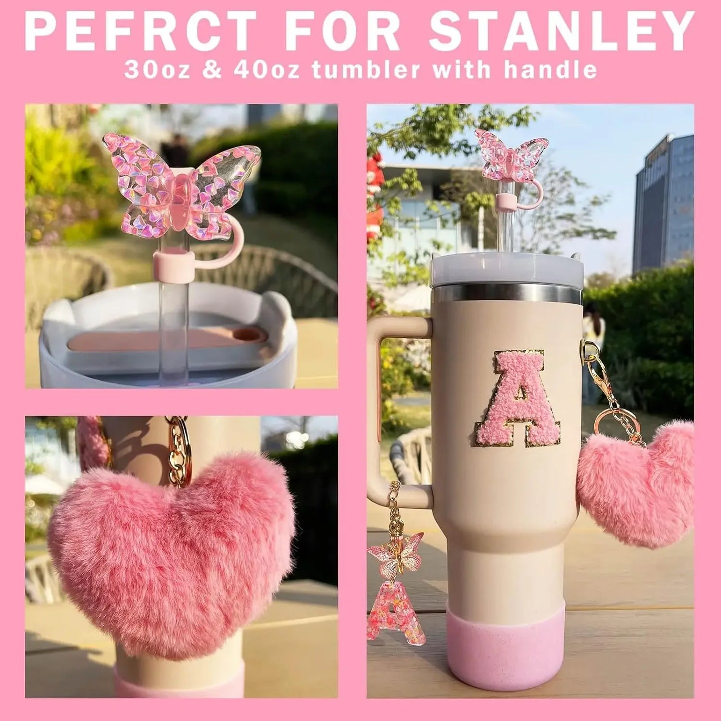 9PCS Cup Accessory Set for Stanley 30oz 40oz Butterfly Straw Cover Cap