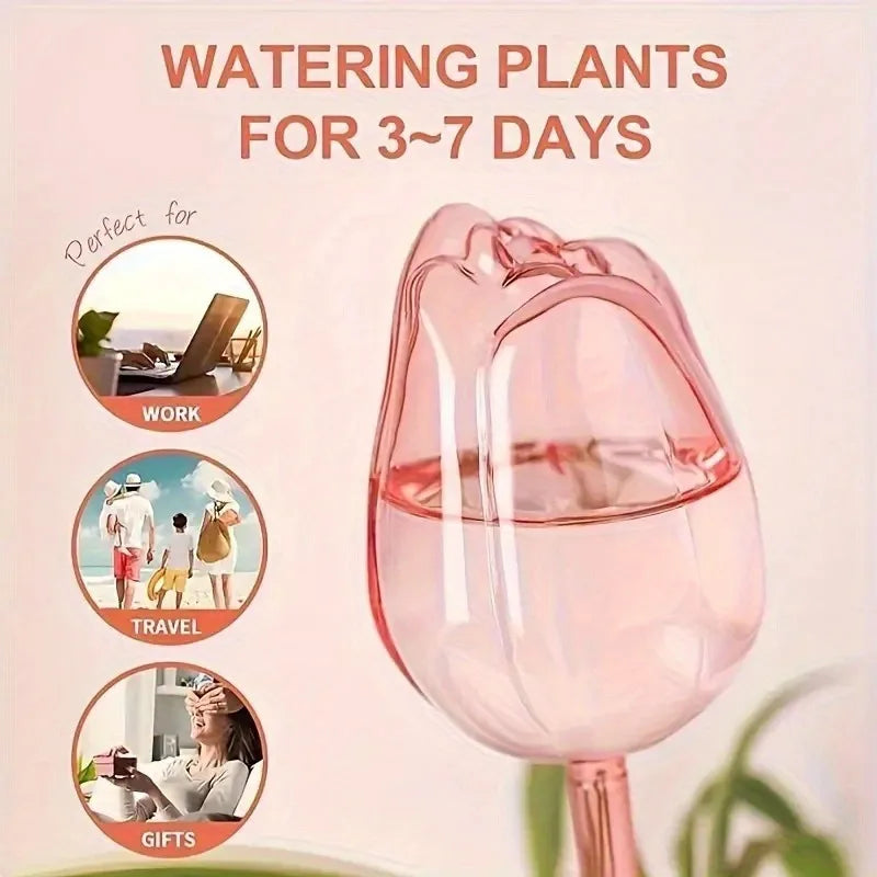 Pink tulip plant watering balls, suitable for indoor and outdoor