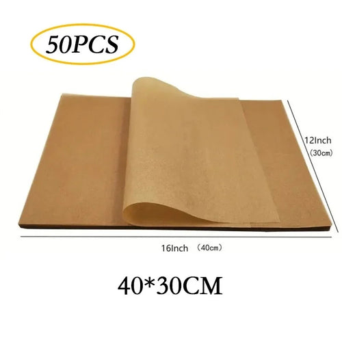 50/100Pcs Unbleached Baking Parchment Paper Sheets for Air Fryer Oven